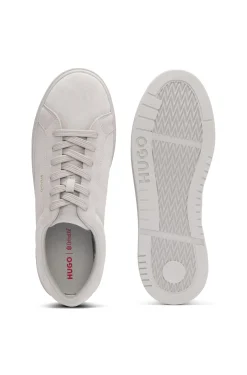 Sneakers aus Veloursleder mit goldfarbenem Folien-Logo