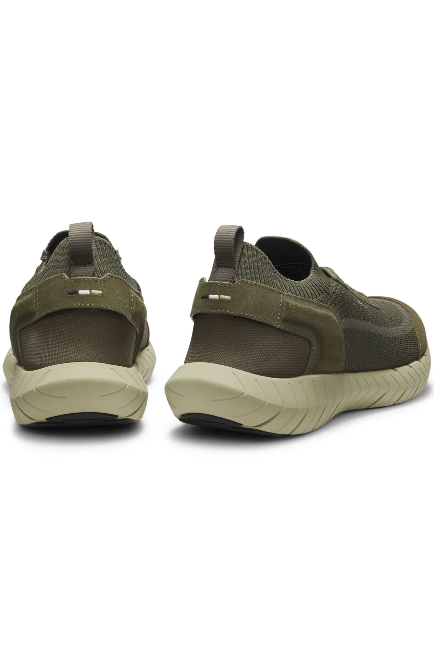 Sneakers aus Veloursleder mit Stricksocke und Schnürung