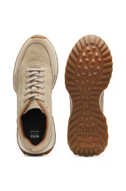 Sneakers aus Veloursleder mit Perforationen