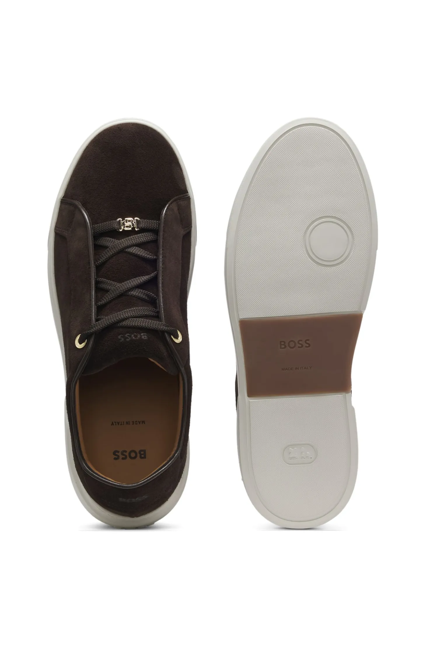 Sneakers aus Veloursleder mit verdecktem Keilabsatz