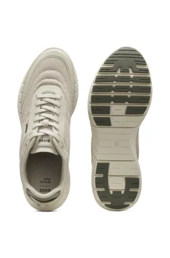 Sneakers im Laufschuh-Stil mit Lederbesatz