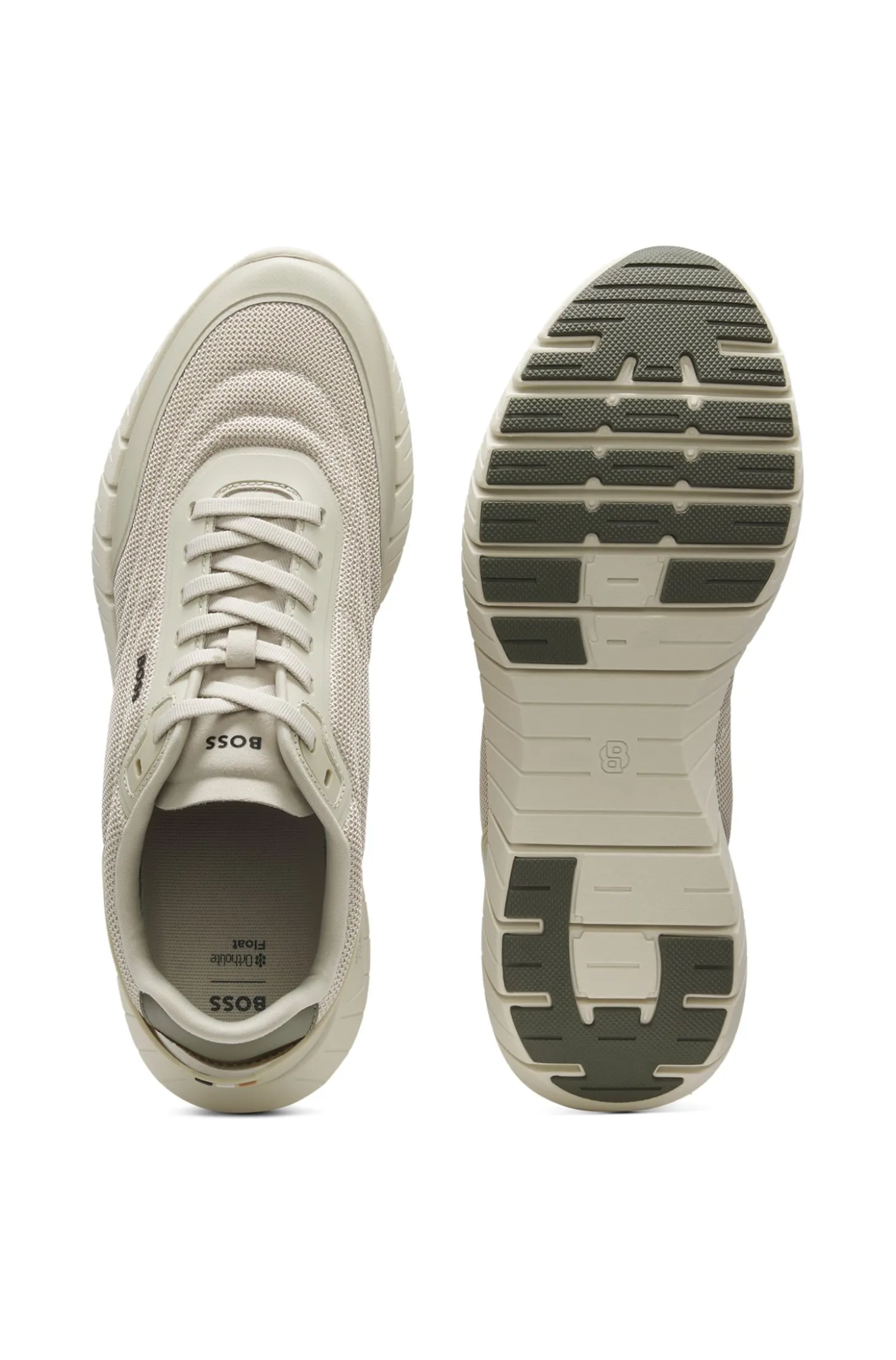 Sneakers im Laufschuh-Stil mit Lederbesatz