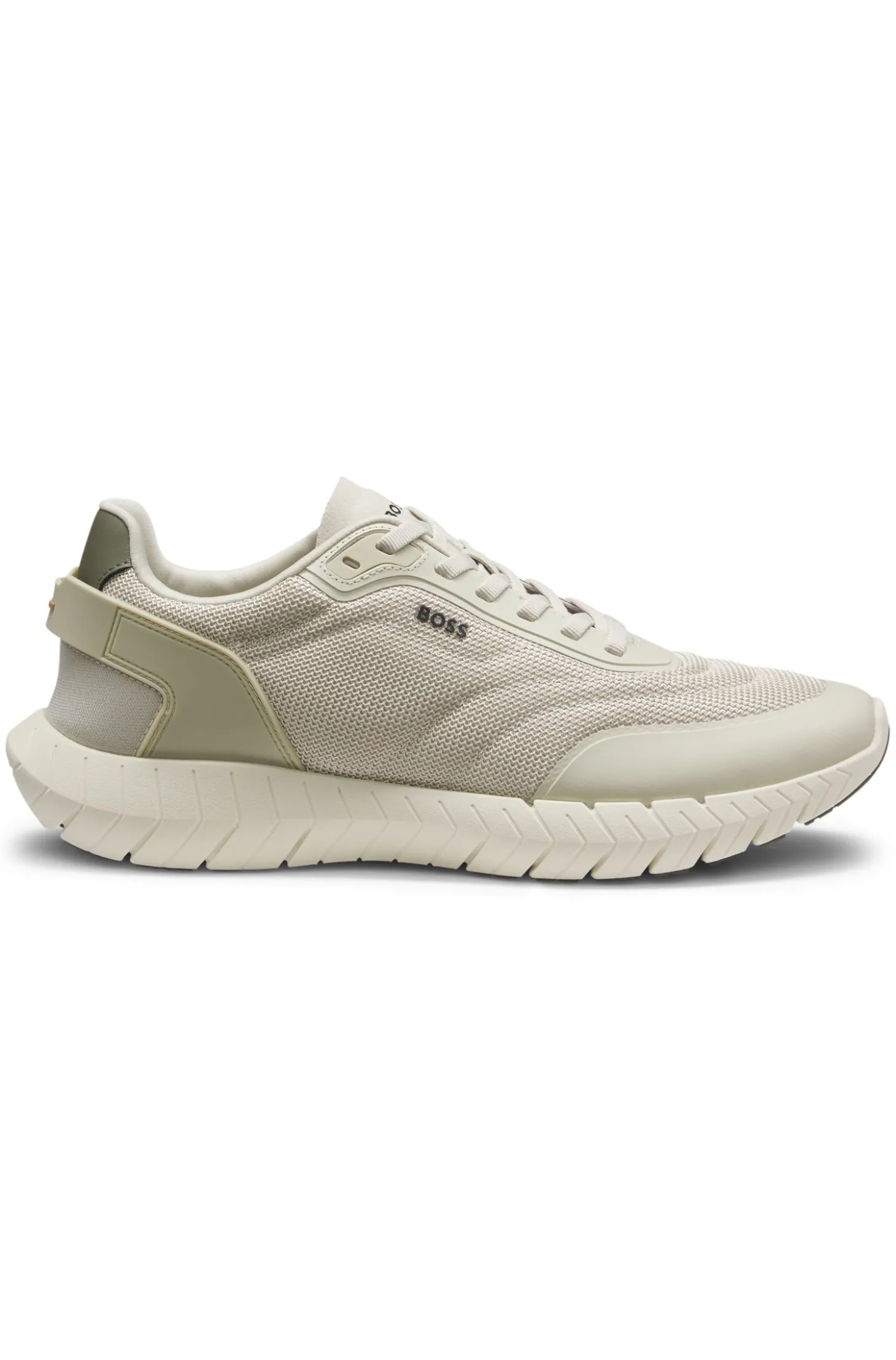 Sneakers im Laufschuh-Stil mit Lederbesatz