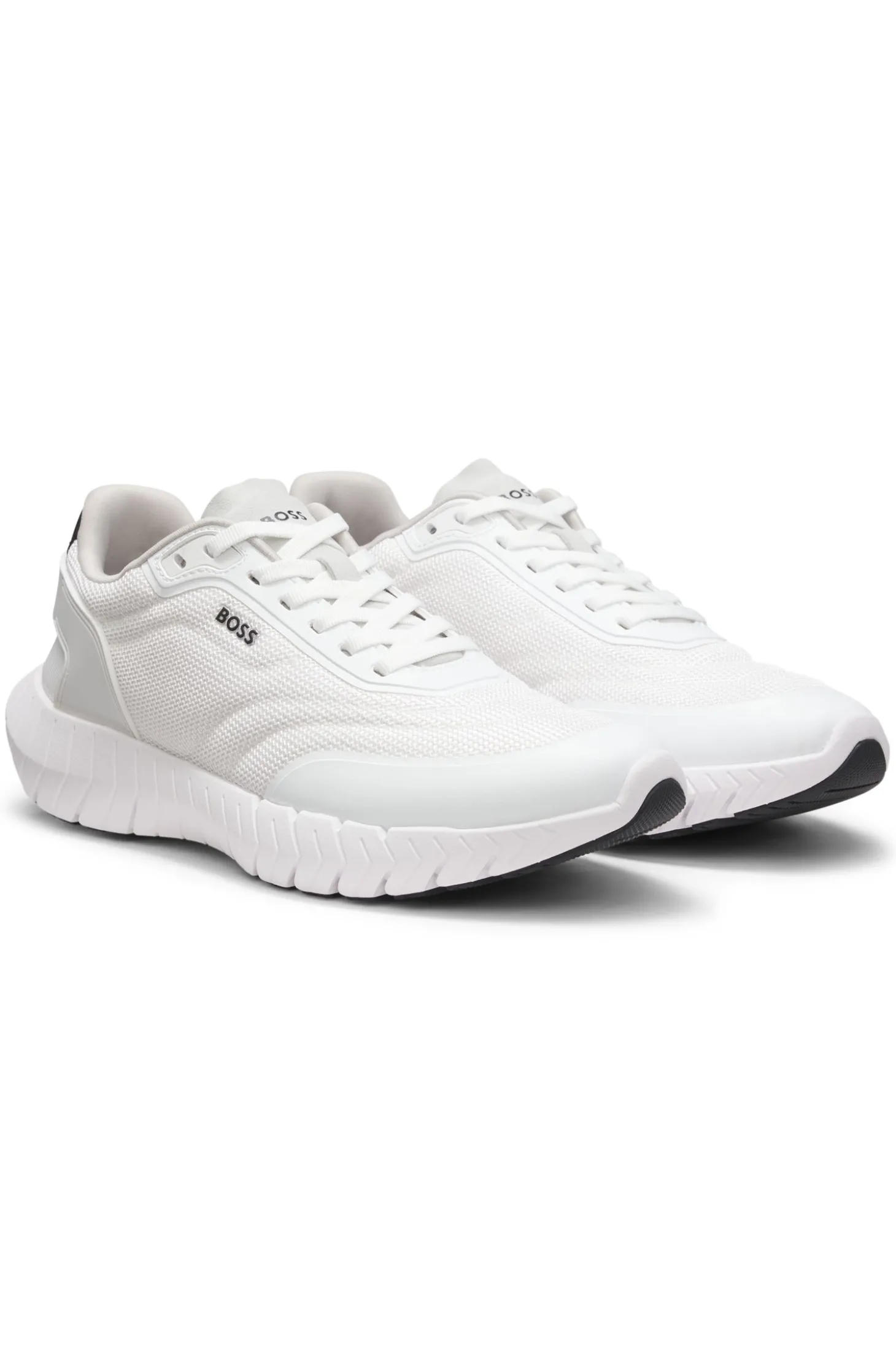 Sneakers im Laufschuh-Stil mit Lederbesatz