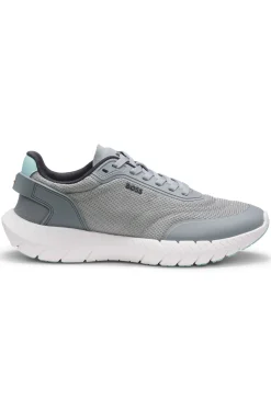 Sneakers im Laufschuh-Stil mit Lederbesatz