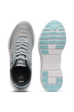 Sneakers im Laufschuh-Stil mit Lederbesatz