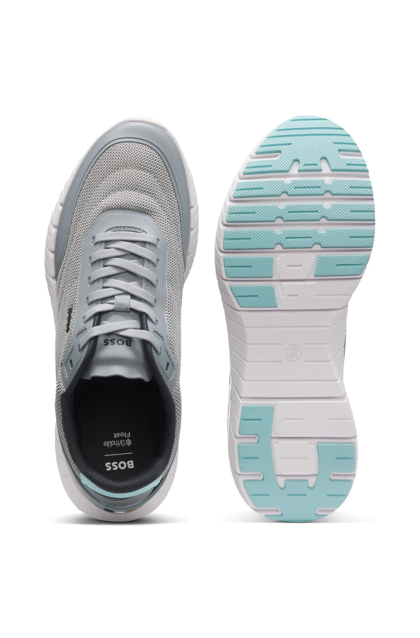 Sneakers im Laufschuh-Stil mit Lederbesatz