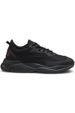 Sneakers in Canvas-Optik mit Logo an der Ferse