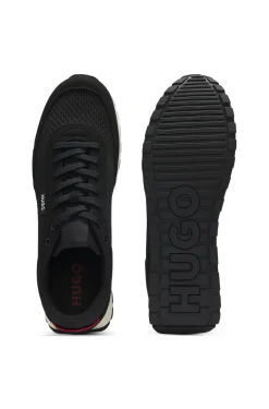 Sneakers mit Strick-Obermaterial und Logo-Fähnchen