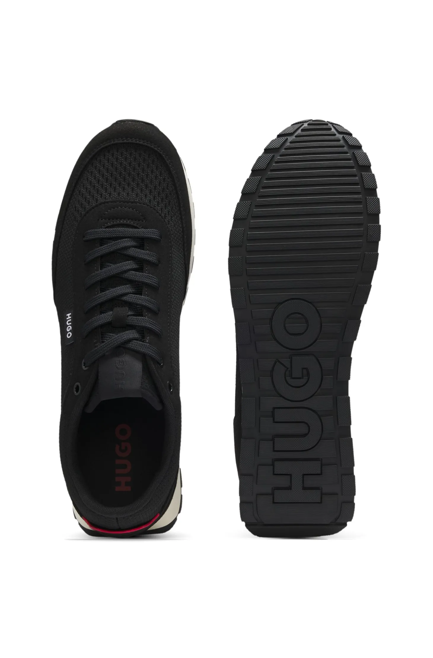 Sneakers mit Strick-Obermaterial und Logo-Fähnchen
