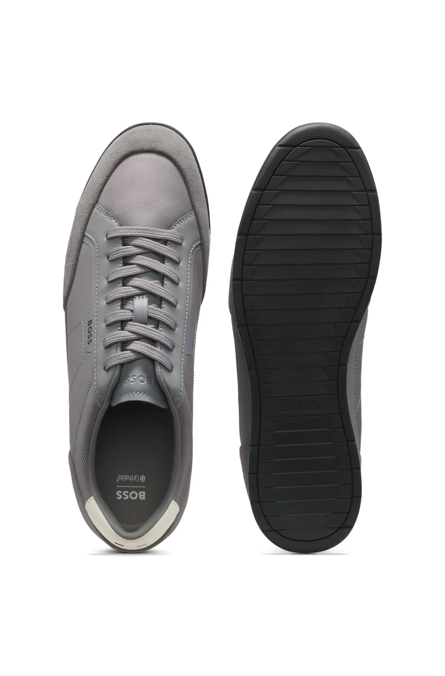 Sneakers mit Veloursleder-Besatz und gerippter Sohle