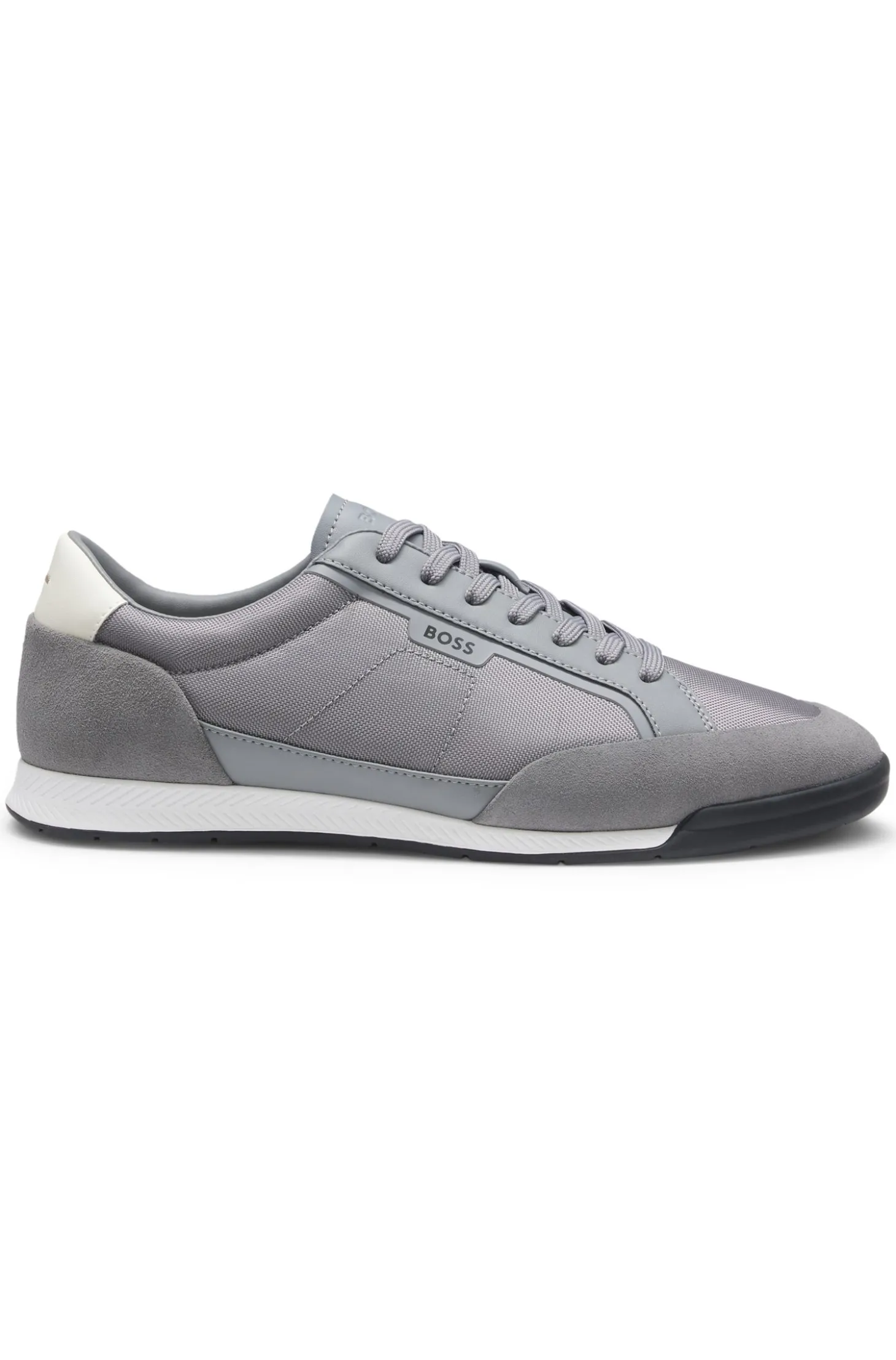 Sneakers mit Veloursleder-Besatz und gerippter Sohle
