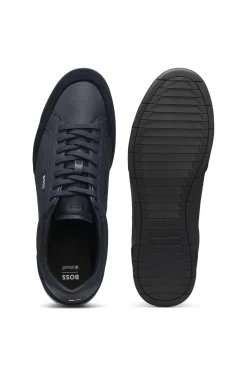 Sneakers mit Veloursleder-Besatz und gerippter Sohle