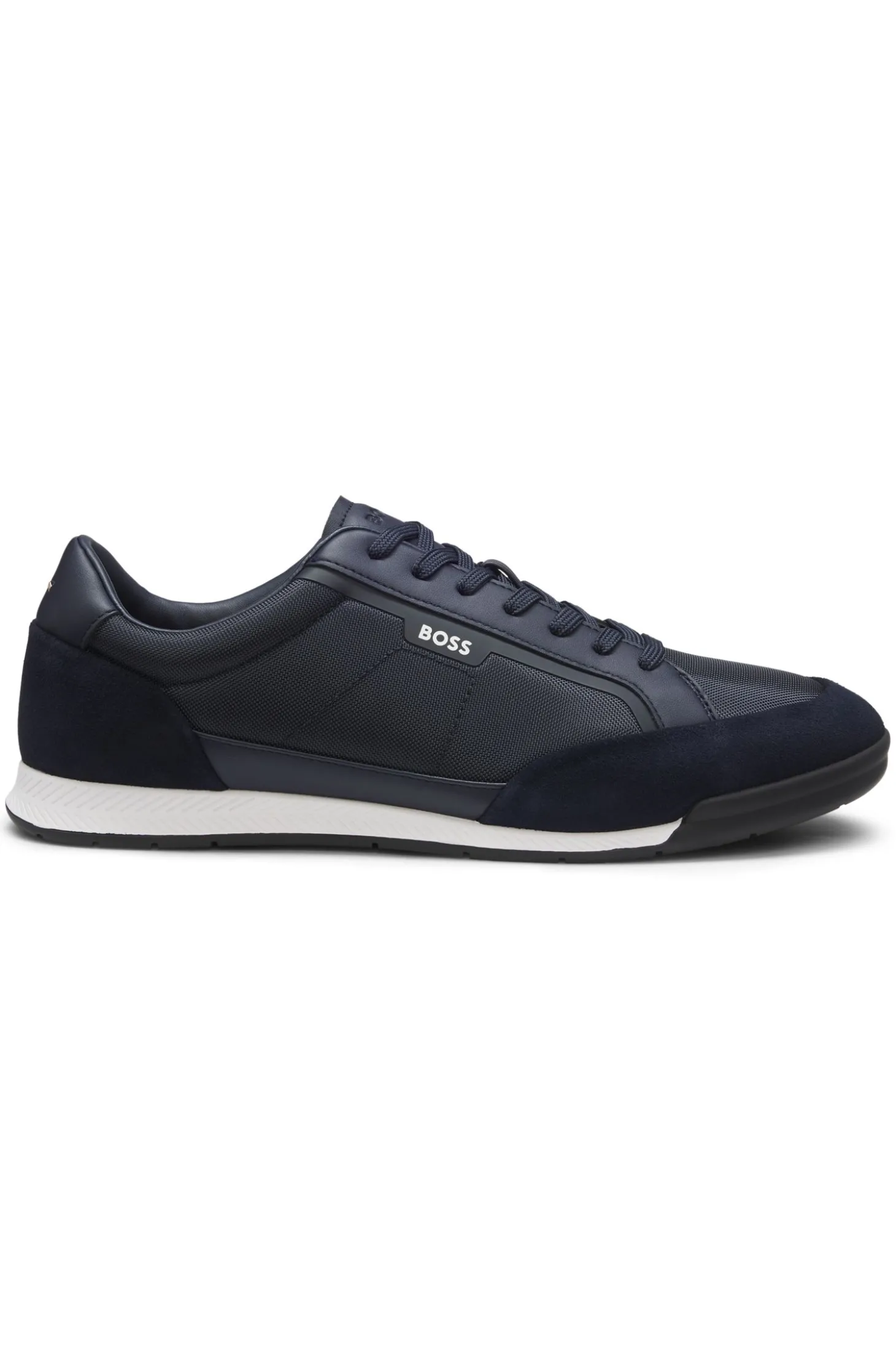 Sneakers mit Veloursleder-Besatz und gerippter Sohle
