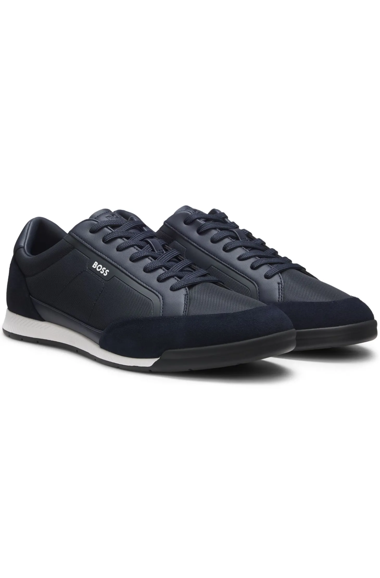 Sneakers mit Veloursleder-Besatz und gerippter Sohle