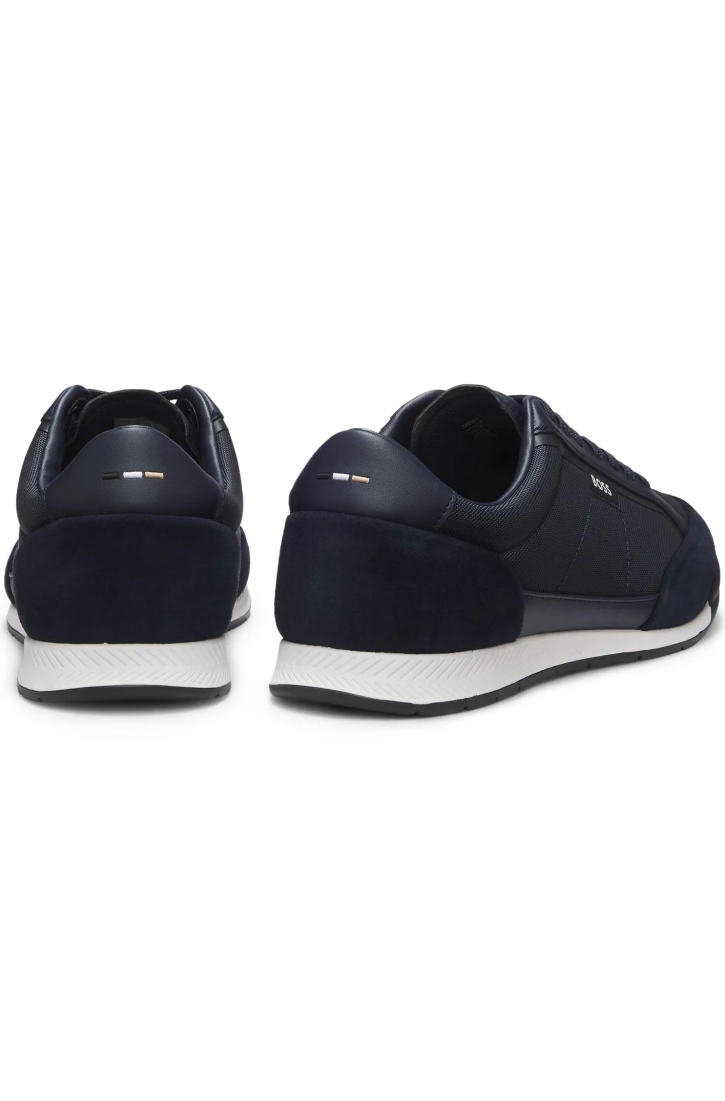 Sneakers mit Veloursleder-Besatz und gerippter Sohle