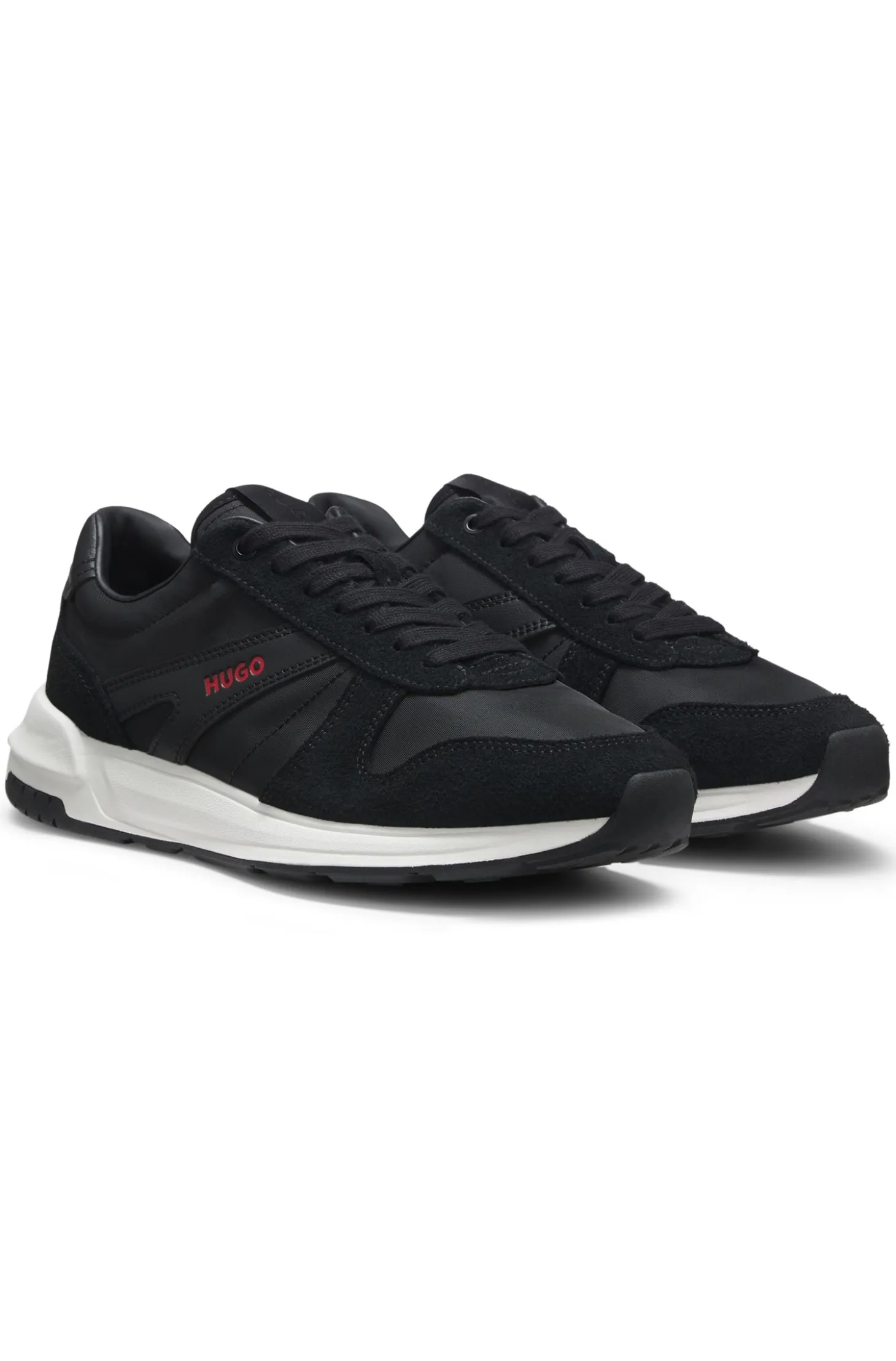 Sneakers mit Veloursleder-Besatz und Logo-Details