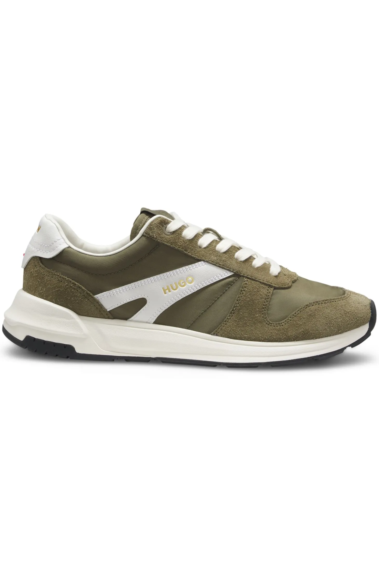 Sneakers mit Veloursleder-Besatz und Logo-Details