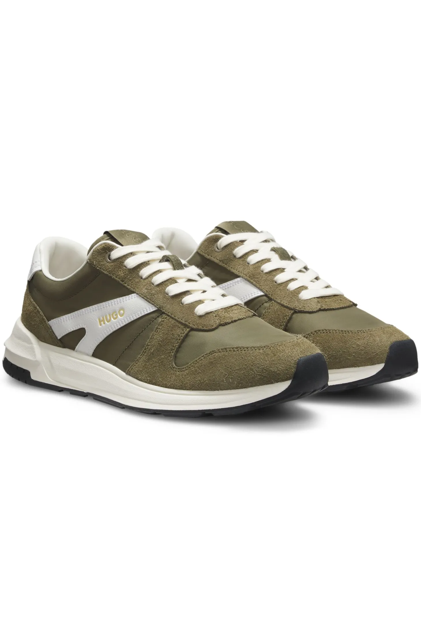 Sneakers mit Veloursleder-Besatz und Logo-Details
