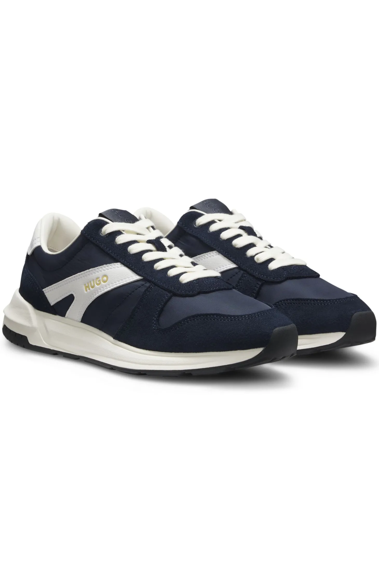 Sneakers mit Veloursleder-Besatz und Logo-Details