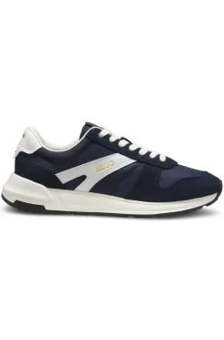 Sneakers mit Veloursleder-Besatz und Logo-Details