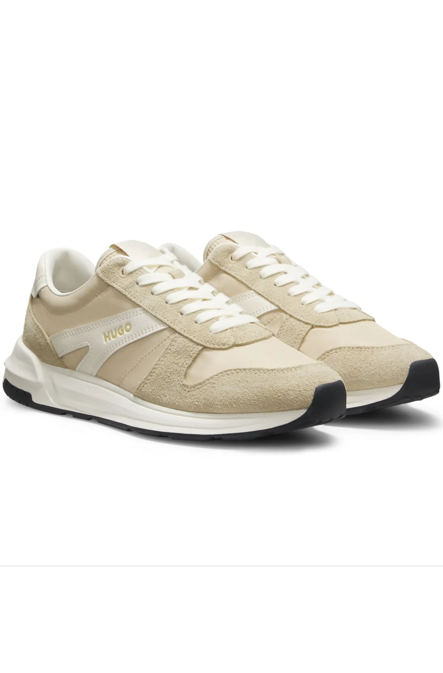 Sneakers mit Veloursleder-Besatz und Logo-Details