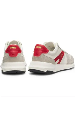 Sneakers mit Veloursleder-Besatz und Logo-Details