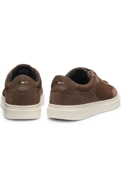 Sneakers mit Veloursleder-Details und Schnürung