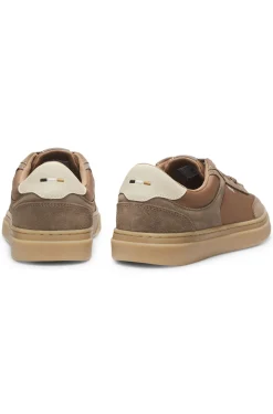 Sneakers mit Veloursleder-Details und Schnürung