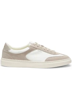 Sneakers mit Veloursleder-Details und Schnürung