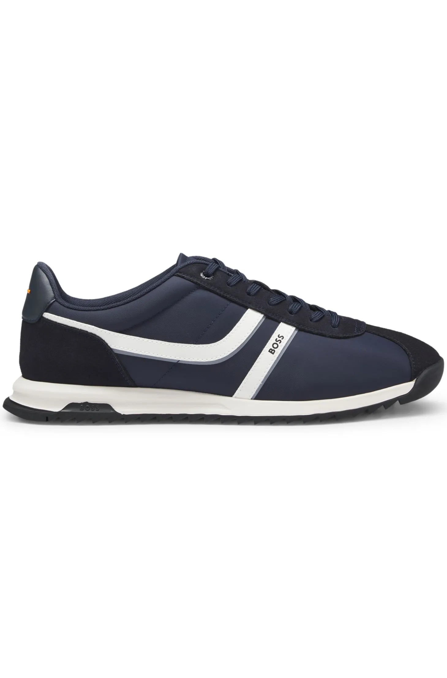 Sneakers mit Veloursleder-Imitat-Details und Logo