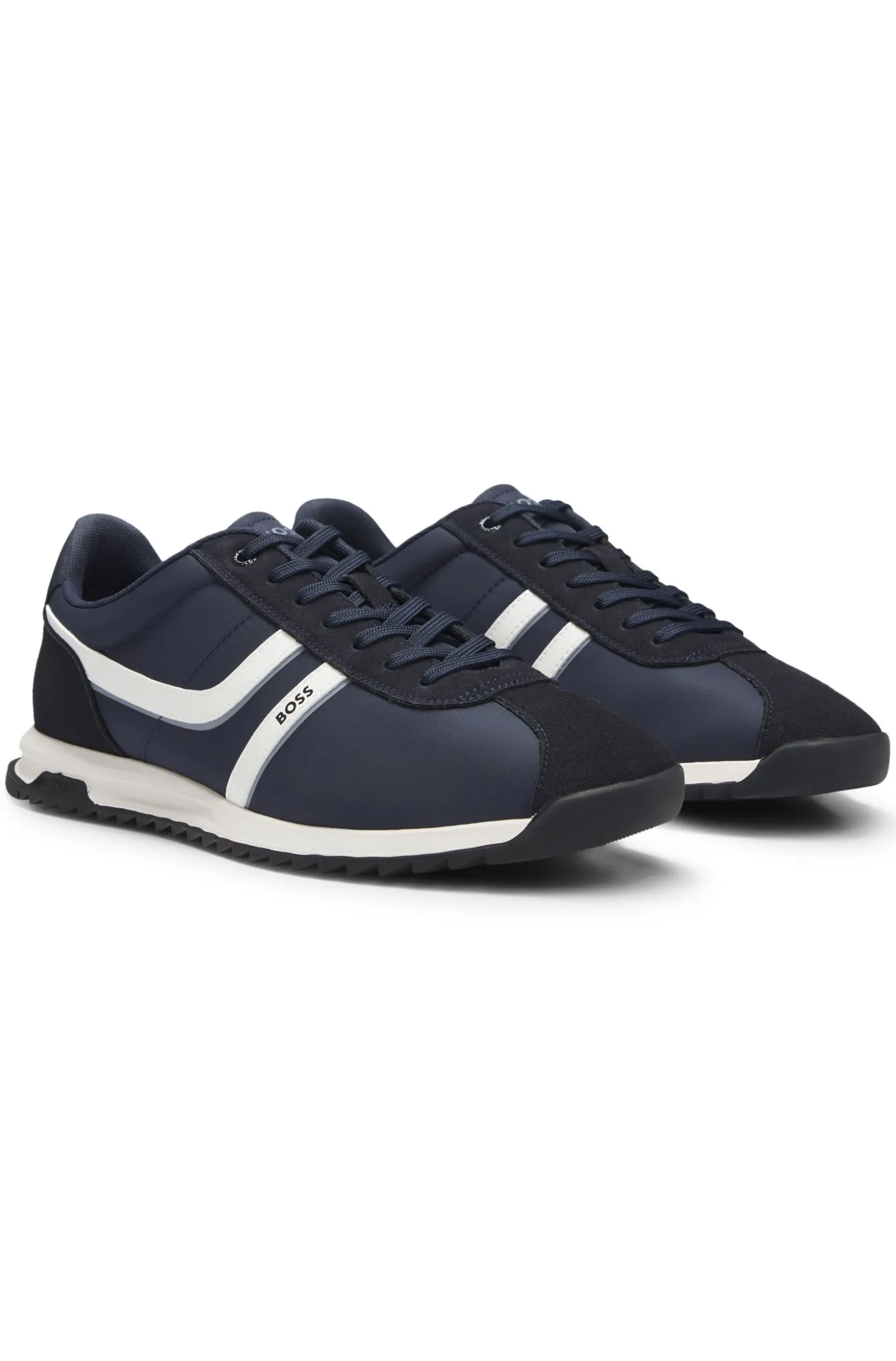 Sneakers mit Veloursleder-Imitat-Details und Logo