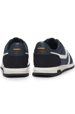 Sneakers mit Veloursleder-Imitat-Details und Logo