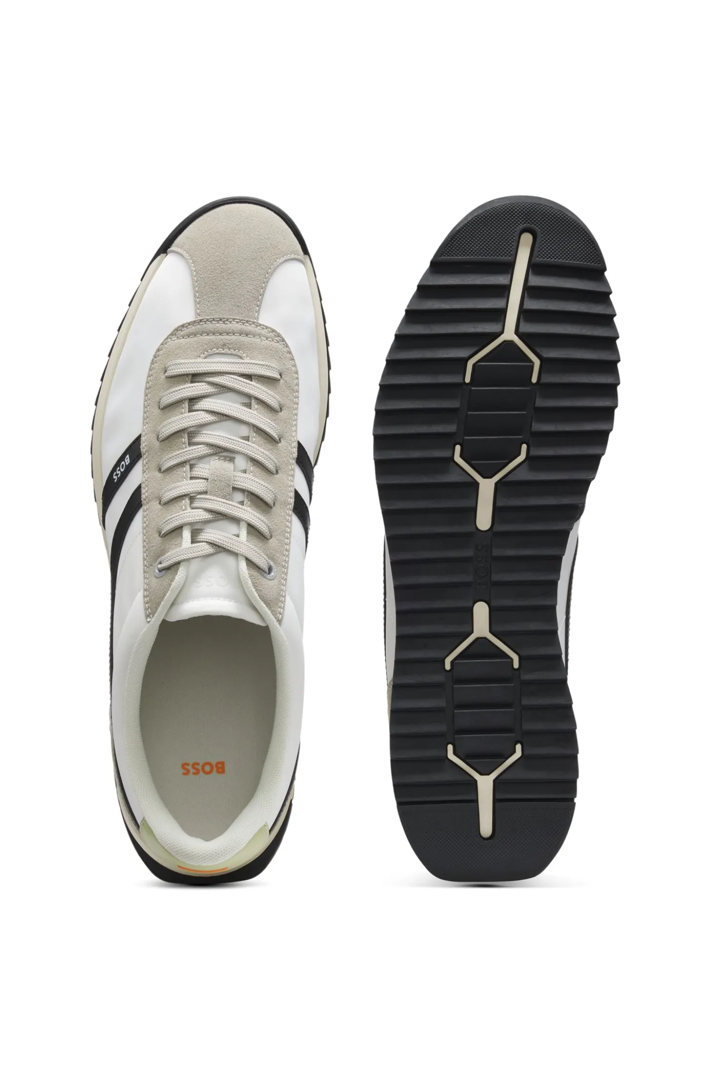 Sneakers mit Veloursleder-Imitat-Details und Logo