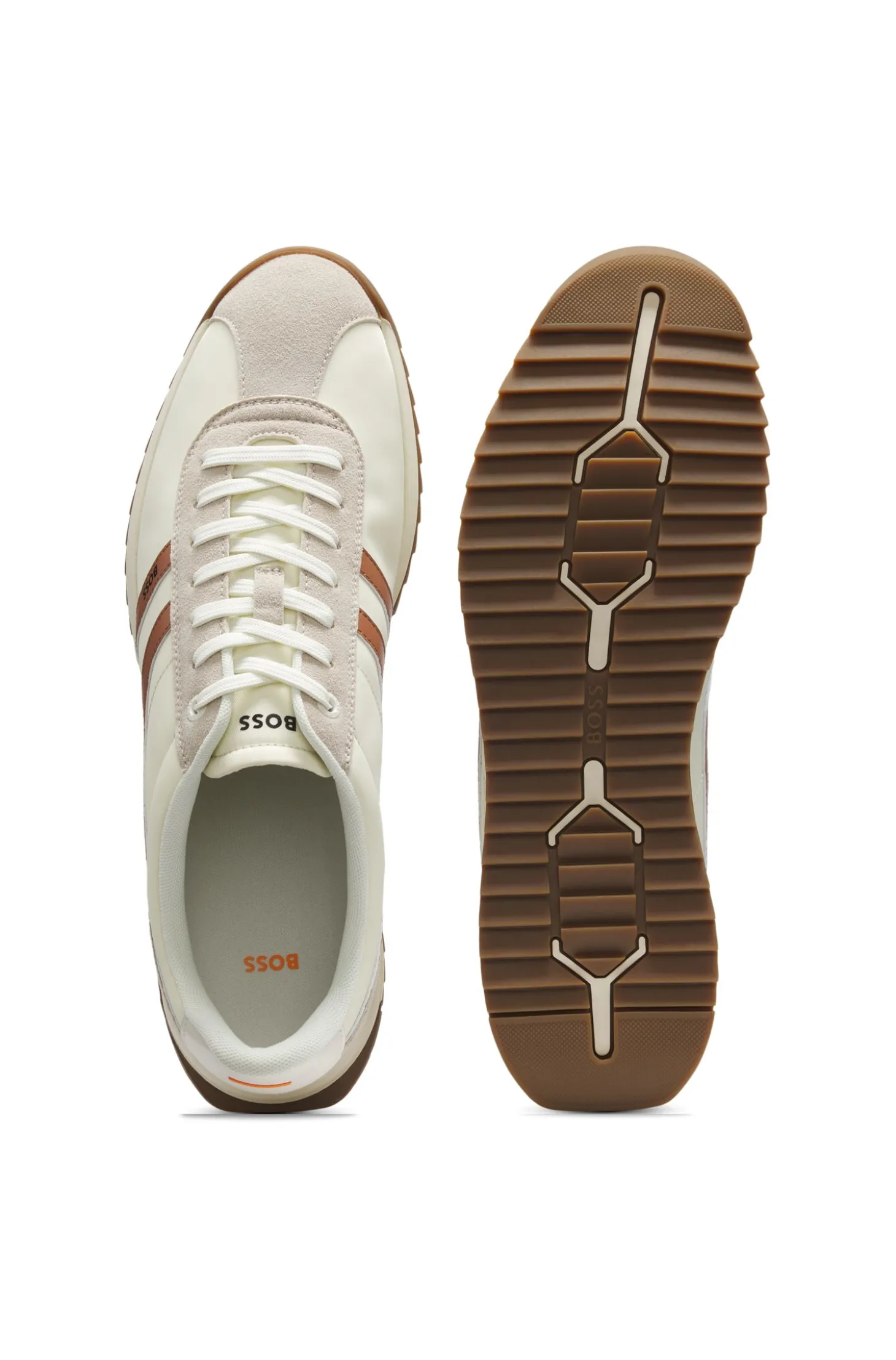 Sneakers mit Veloursleder-Imitat-Details und Logo