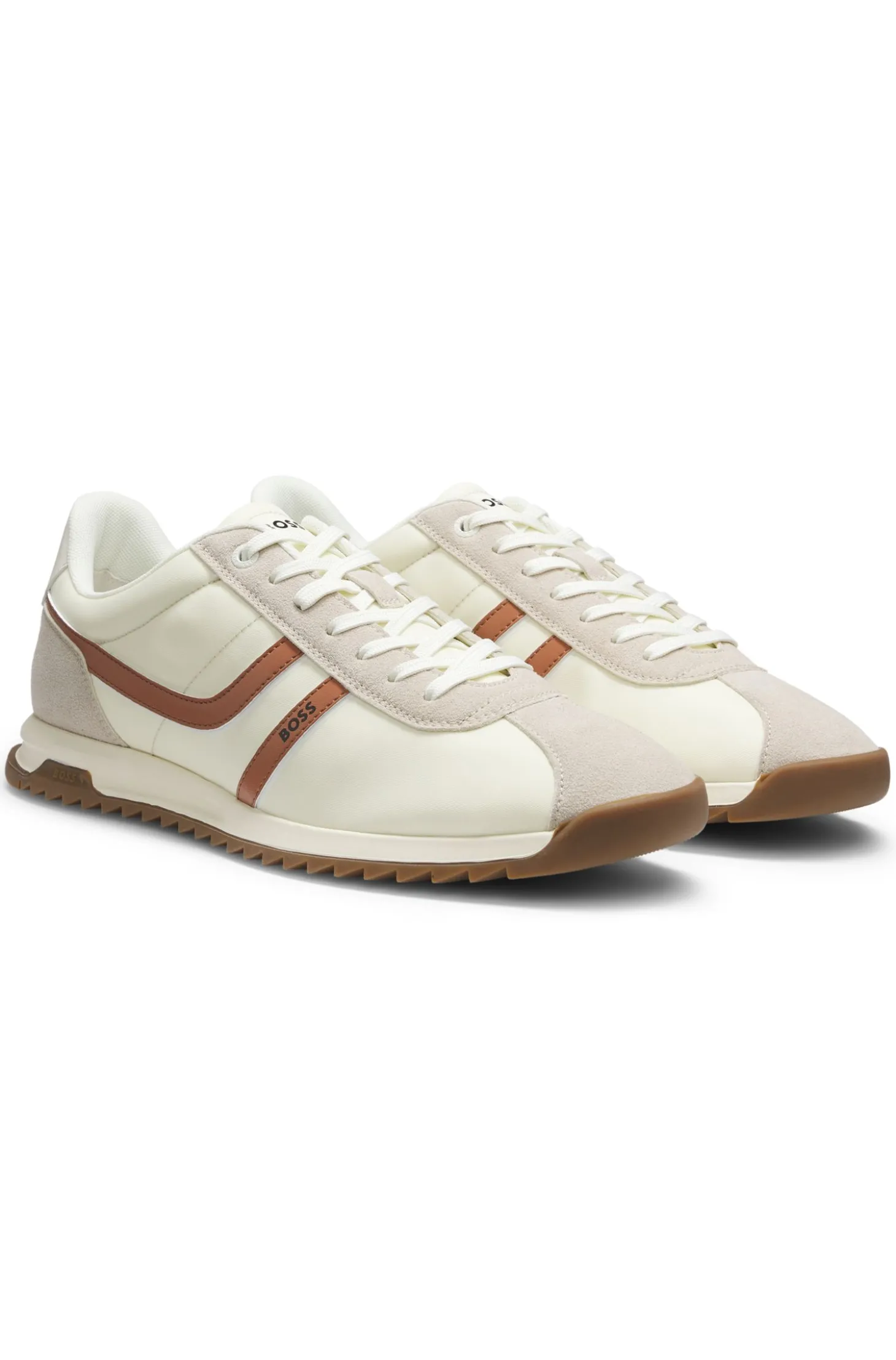 Sneakers mit Veloursleder-Imitat-Details und Logo