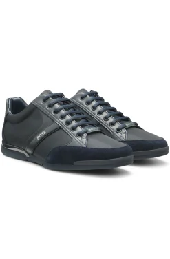 Sneakers mit Veloursleder und Kunstleder