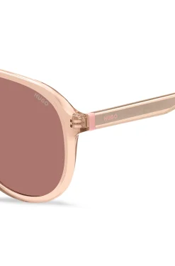 Sonnenbrille aus Acetat in Rosa mit Doppelsteg