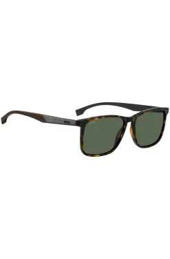 Sonnenbrille aus Acetat mit Havanna-Muster und Gummibügeln