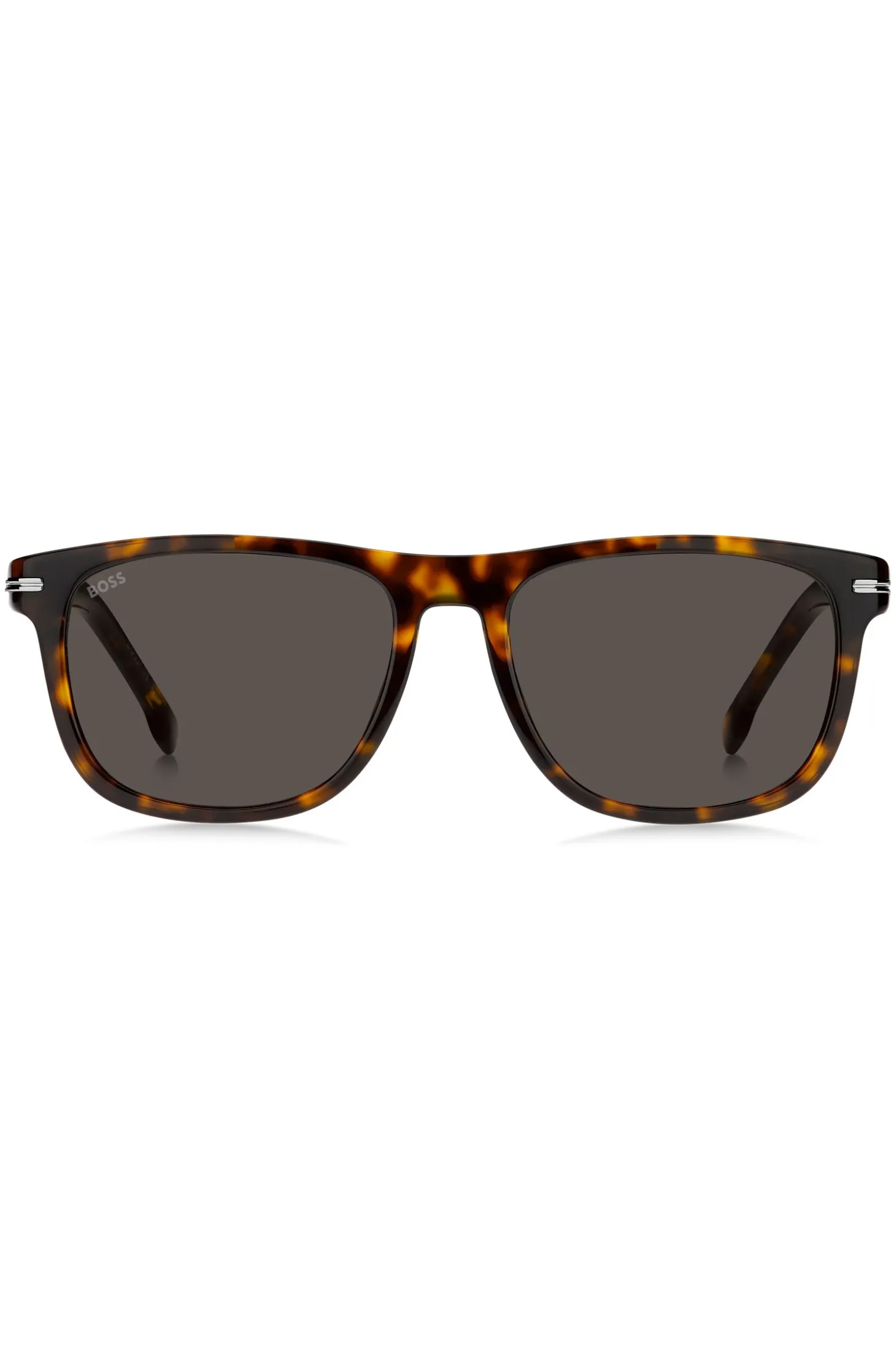 Sonnenbrille aus Acetat mit Havanna-Muster und silberfarbenen Metalldetails
