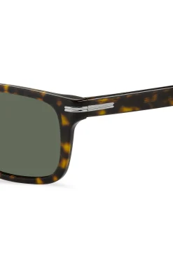 Sonnenbrille aus Acetat mit Havanna-Muster und silberfarbenen Metalldetails