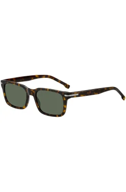 Sonnenbrille aus Acetat mit Havanna-Muster und silberfarbenen Metalldetails