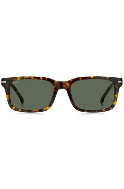 Sonnenbrille aus Acetat mit Havanna-Muster und silberfarbenen Metalldetails