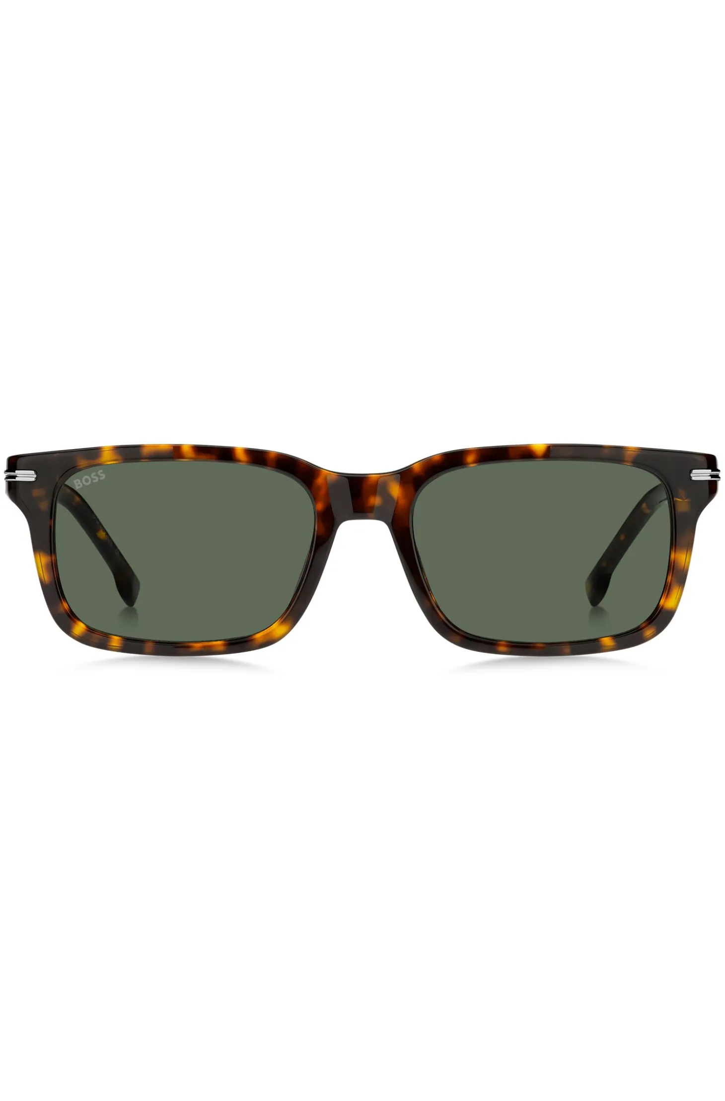 Sonnenbrille aus Acetat mit Havanna-Muster und silberfarbenen Metalldetails