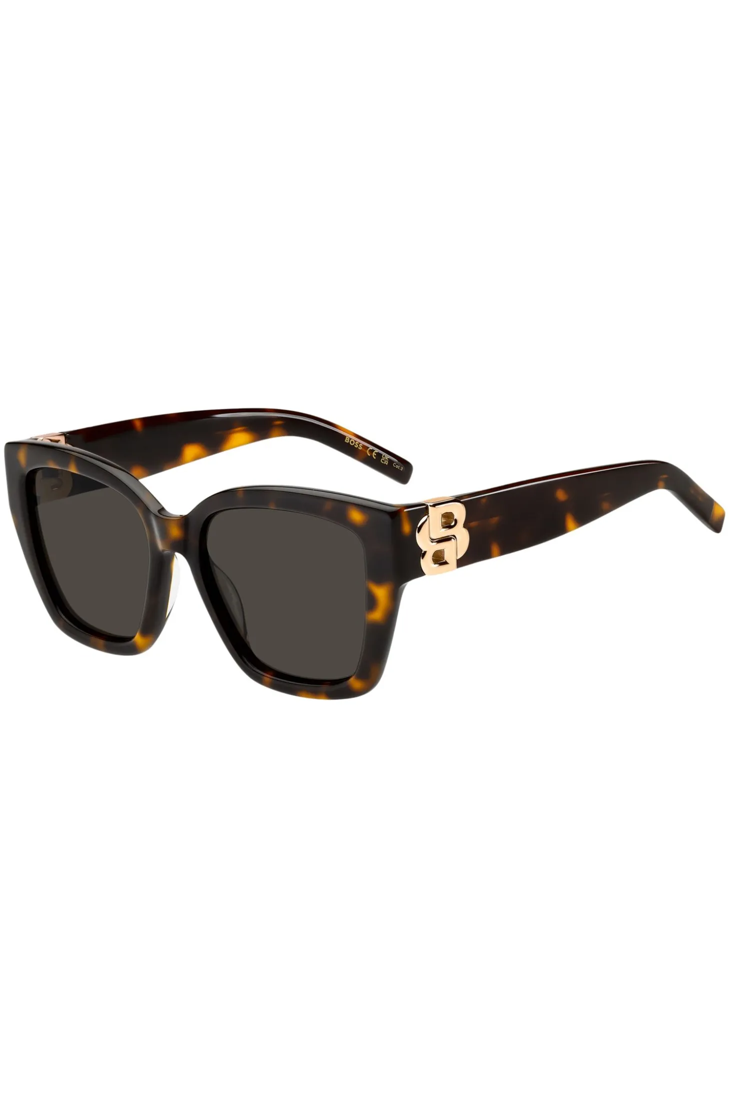 Sonnenbrille aus Acetat mit Havanna-Muster und Double-B-Monogramm