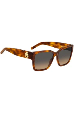 Sonnenbrille aus Acetat mit Havanna-Muster und Double-B-Monogramm
