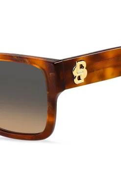 Sonnenbrille aus Acetat mit Havanna-Muster und Double-B-Monogramm