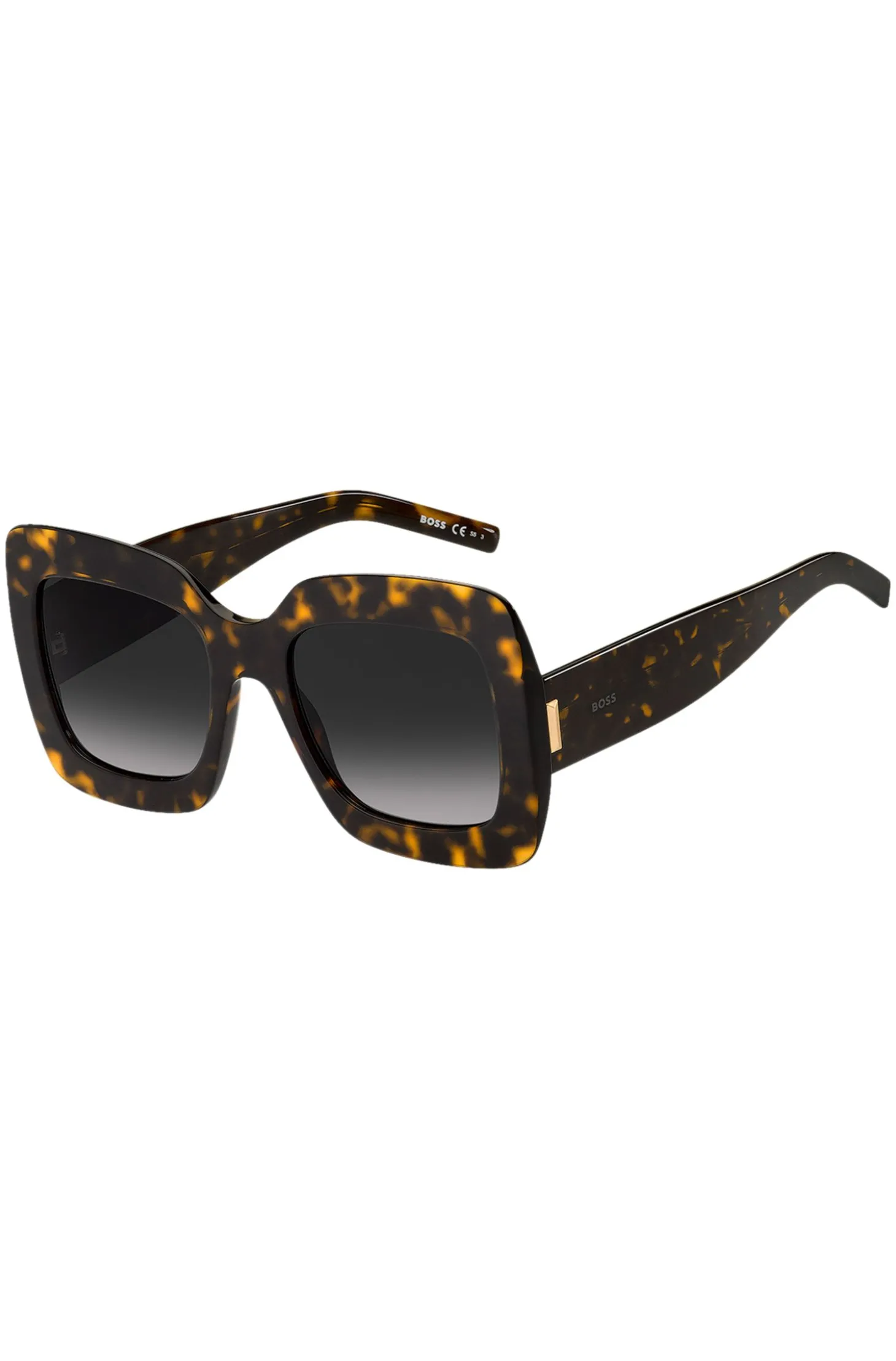 Sonnenbrille aus Acetat mit Havanna-Muster und charakteristischen Metalldetails