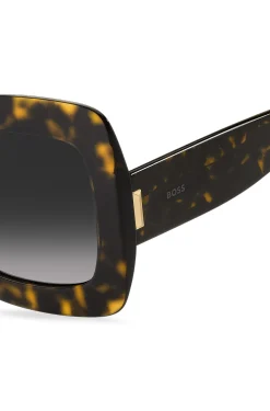 Sonnenbrille aus Acetat mit Havanna-Muster und charakteristischen Metalldetails