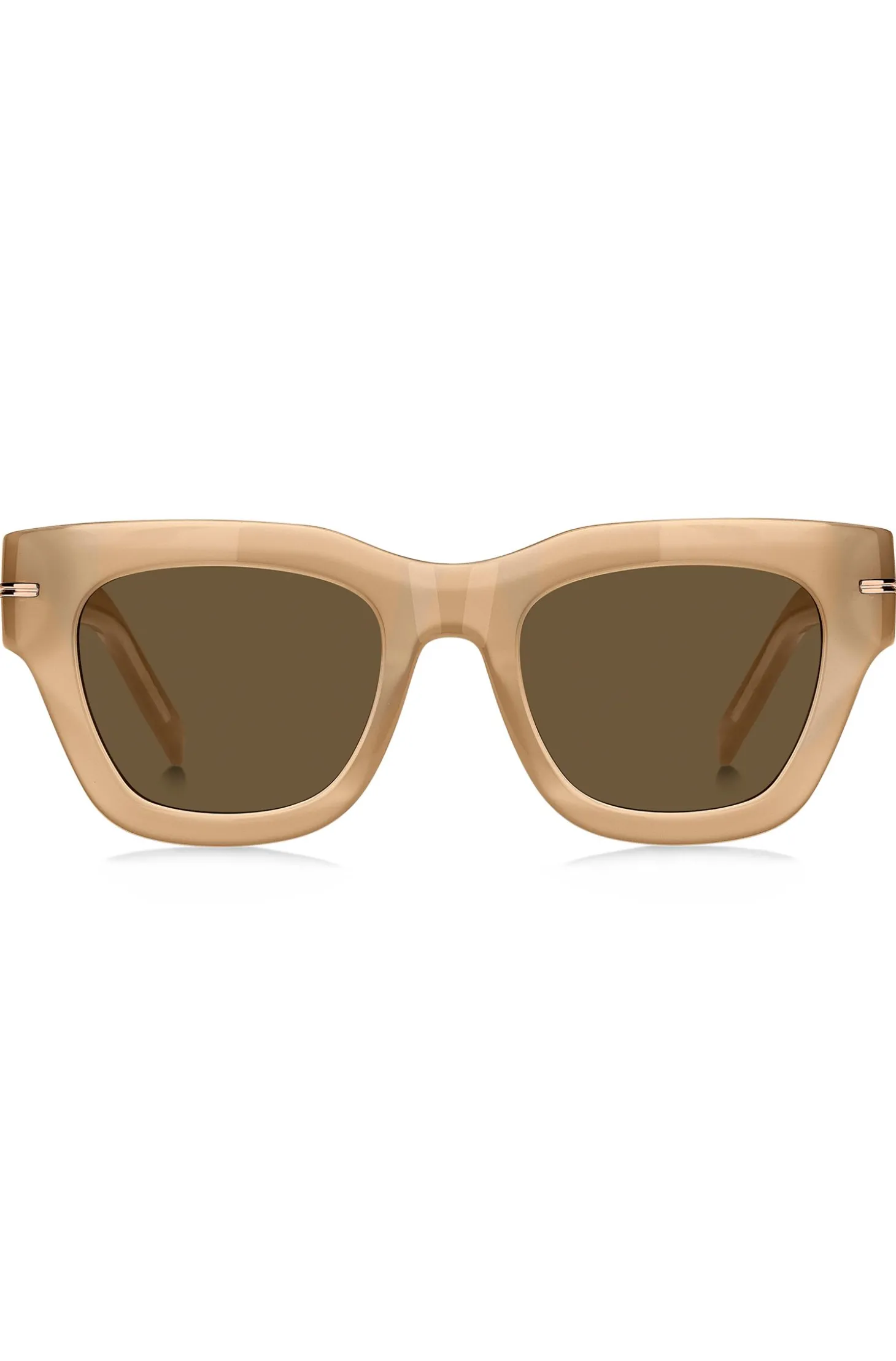 Sonnenbrille aus beigem Acetat mit charakteristischen goldfarbenen Details